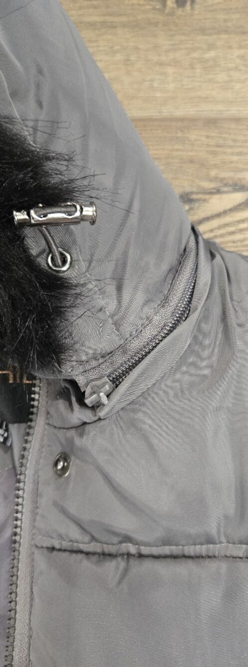 Big Chill | Gray Long Hooded Puffer Coat Size Large - Picture 10 of 13